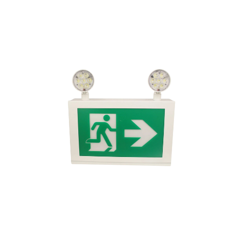 LED Running Man Exit Sign with Combo Heads, Internal Battery May Power Up to 144W of Remote Heads at 24VDC, 120 / 347V, Battery Back Up > 120 Min, Remote Capable