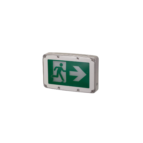 LED Waterproof Running Man Exit Sign, Wet Location, 120 – 347V, BATTERY BACKUP > 120 Min